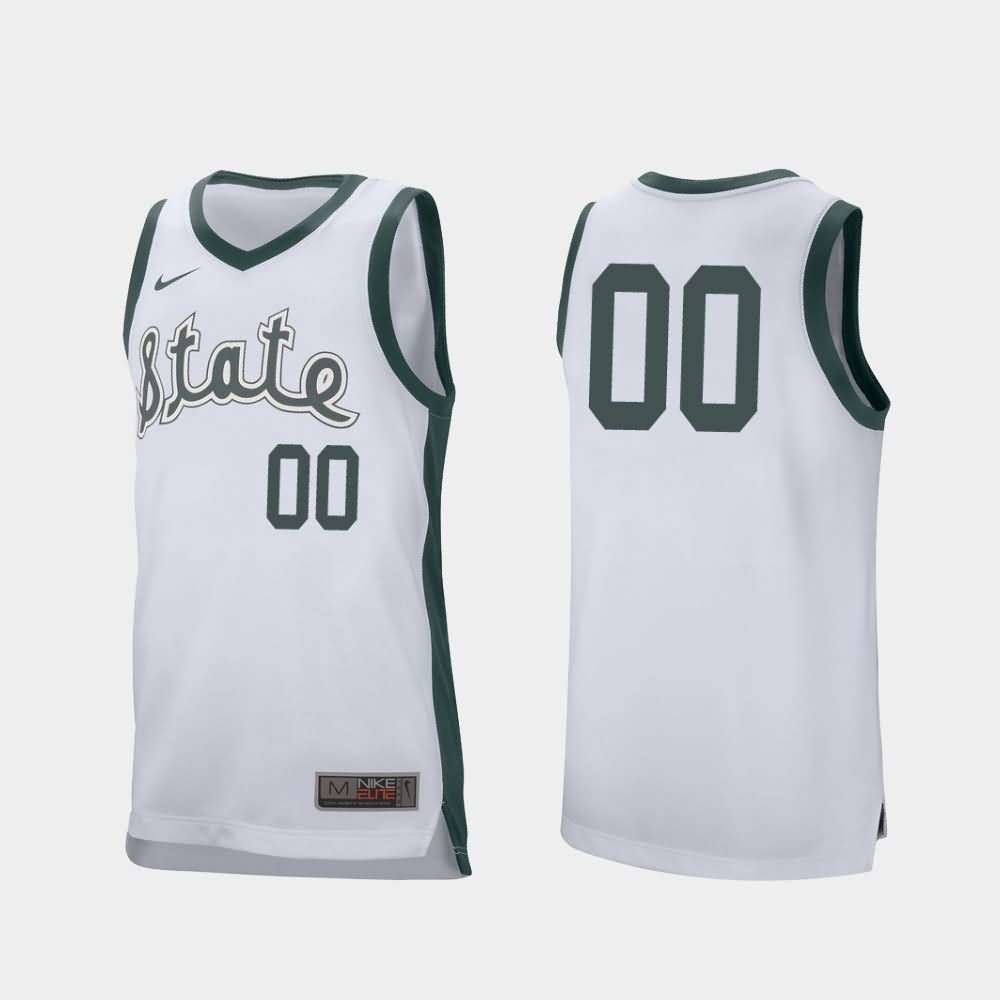 Men's Michigan State Spartans #00 Custom NCAA Nike Authentic White College Stitched Basketball Jersey NL41E41JY